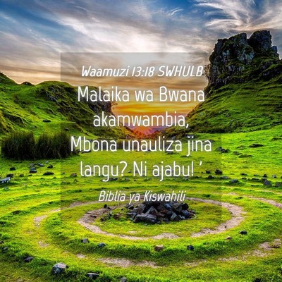 Picture 04 - Waamuzi 13:18 SWHULB - Malaika wa Bwana akamwambia, Mbona unauliza jina - Bible Verse Picture
