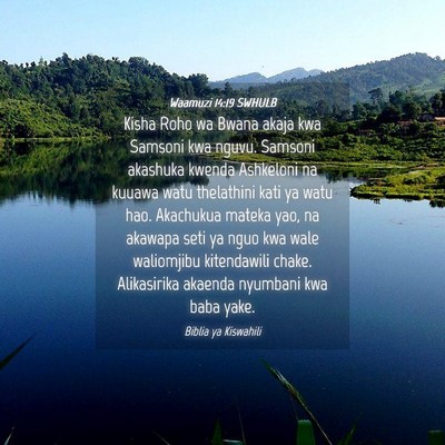Picture 04 - Waamuzi 14:19 SWHULB - Kisha Roho wa Bwana akaja kwa Samsoni kwa nguvu. - Bible Verse Picture