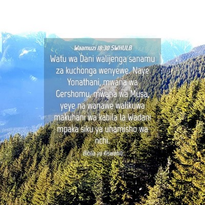 Picture 04 - Waamuzi 18:30 SWHULB - Watu wa Dani walijenga sanamu za kuchonga - Bible Verse Picture