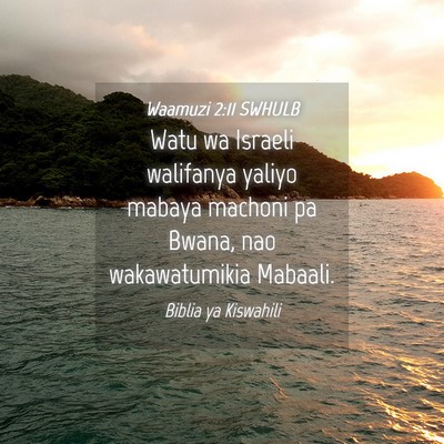 Picture 04 - Waamuzi 2:11 SWHULB - Watu wa Israeli walifanya yaliyo mabaya machoni - Bible Verse Picture