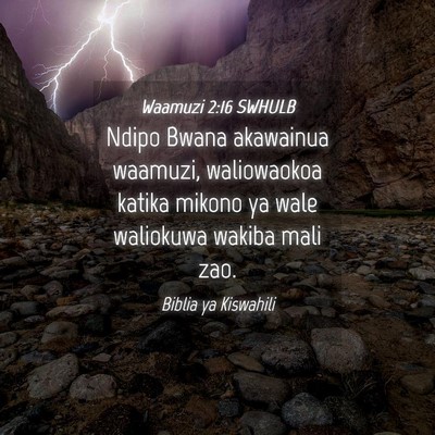 Picture 04 - Waamuzi 2:16 SWHULB - Ndipo Bwana akawainua waamuzi, waliowaokoa katika - Bible Verse Picture