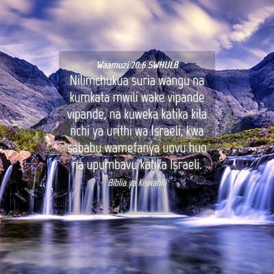 Picture 04 - Waamuzi 20:6 SWHULB - Nilimchukua suria wangu na kumkata mwili wake - Bible Verse Picture