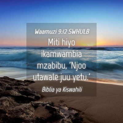 Picture 04 - Waamuzi 9:12 SWHULB - Miti hiyo ikamwambia mzabibu, 'Njoo utawale juu - Bible Verse Picture
