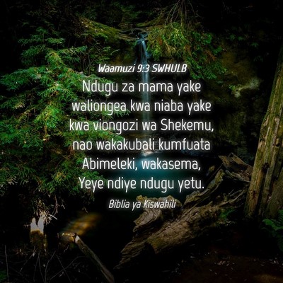 Picture 04 - Waamuzi 9:3 SWHULB - Ndugu za mama yake waliongea kwa niaba yake kwa - Bible Verse Picture