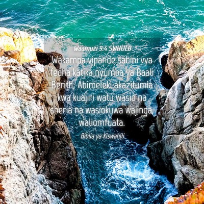 Picture 04 - Waamuzi 9:4 SWHULB - Wakampa vipande sabini vya fedha katika nyumba ya - Bible Verse Picture