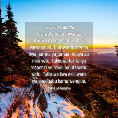 Picture 04 - Waefeso 2:3 SWHULB - Sisi wote hapo mwanzo tulikuwa miongoni mwa hawa - Bible Verse Picture