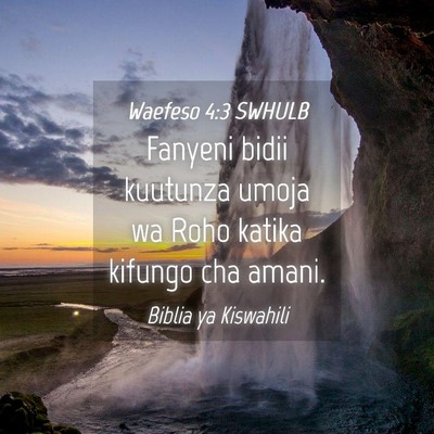 Picture 04 - Waefeso 4:3 SWHULB - Fanyeni bidii kuutunza umoja wa Roho katika - Bible Verse Picture