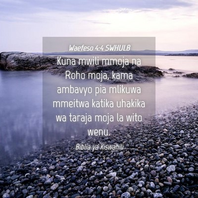 Picture 04 - Waefeso 4:4 SWHULB - Kuna mwili mmoja na Roho moja, kama ambavyo pia - Bible Verse Picture