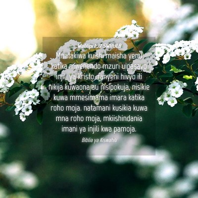 Picture 04 - Wafilipi 1:27 SWHULB - Mnatakiwa kuishi maisha yenu katika mwenendo - Bible Verse Picture