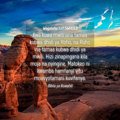 Picture 04 - Wagalatia 5:17 SWHULB - Kwa kuwa mwili una tamaa kubwa dhidi ya Roho, na - Bible Verse Picture