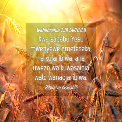 Picture 04 - Wahebrania 2:18 SWHULB - Kwa sababu Yesu mwenyewe ameteseka, na - Bible Verse Picture