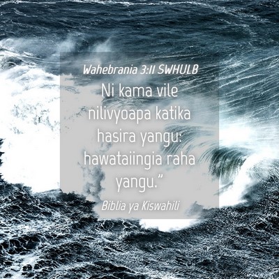Picture 04 - Wahebrania 3:11 SWHULB - Ni kama vile nilivyoapa katika hasira yangu: - Bible Verse Picture