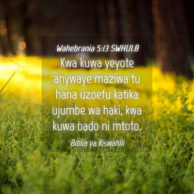 Picture 04 - Wahebrania 5:13 SWHULB - Kwa kuwa yeyote anywaye maziwa tu hana uzoefu - Bible Verse Picture