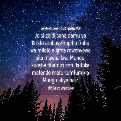 Picture 04 - Wahebrania 9:14 SWHULB - Je si zaidi sana damu ya Kristo ambaye kupitia - Bible Verse Picture