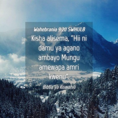 Picture 04 - Wahebrania 9:20 SWHULB - Kisha alisema, “Hii ni damu ya agano ambayo - Bible Verse Picture