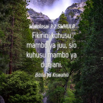 Picture 04 - Wakolosai 3:2 SWHULB - Fikirini kuhusu mambo ya juu, sio kuhusu mambo ya - Bible Verse Picture