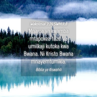 Picture 04 - Wakolosai 3:24 SWHULB - Mnajua ya kwamba mtapokea tuzo ya umilkaji kutoka - Bible Verse Picture