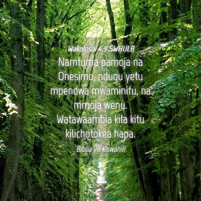 Picture 04 - Wakolosai 4:9 SWHULB - Namtuma pamoja na Onesimo, ndugu yetu mpendwa - Bible Verse Picture