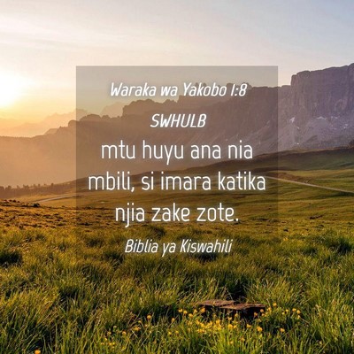 Picture 04 - Waraka wa Yakobo 1:8 SWHULB - mtu huyu ana nia mbili, si imara katika njia zake - Bible Verse Picture
