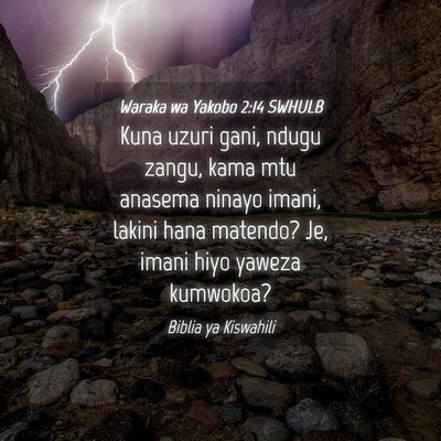 Picture 04 - Waraka wa Yakobo 2:14 SWHULB - Kuna uzuri gani, ndugu zangu, kama mtu anasema - Bible Verse Picture