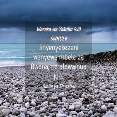 Picture 04 - Waraka wa Yakobo 4:10 SWHULB - Jinyenyekezeni wenyewe mbele za Bwana, na - Bible Verse Picture