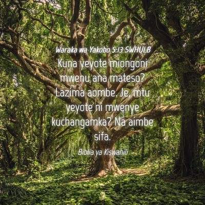 Picture 04 - Waraka wa Yakobo 5:13 SWHULB - Kuna yeyote miongoni mwenu ana mateso? Lazima - Bible Verse Picture