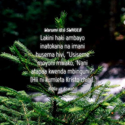 Picture 04 - Warumi 10:6 SWHULB - Lakini haki ambayo inatokana na imani husema - Bible Verse Picture