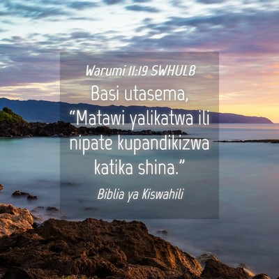 Picture 04 - Warumi 11:19 SWHULB - Basi utasema, “Matawi yalikatwa ili nipate - Bible Verse Picture