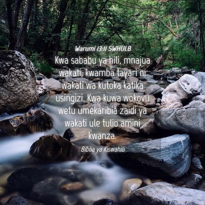 Picture 04 - Warumi 13:11 SWHULB - Kwa sababu ya hili, mnajua wakati, kwamba tayari - Bible Verse Picture