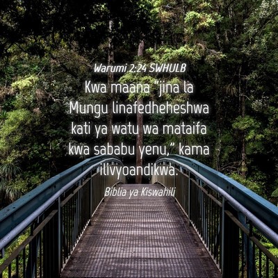 Picture 04 - Warumi 2:24 SWHULB - Kwa maana “jina la Mungu linafedheheshwa kati - Bible Verse Picture