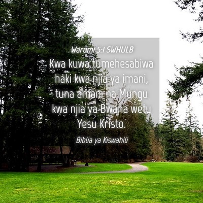 Picture 04 - Warumi 5:1 SWHULB - Kwa kuwa tumehesabiwa haki kwa njia ya imani, - Bible Verse Picture
