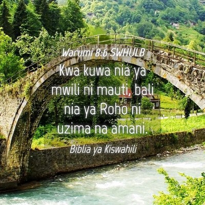 Picture 04 - Warumi 8:6 SWHULB - Kwa kuwa nia ya mwili ni mauti, bali nia ya Roho - Bible Verse Picture