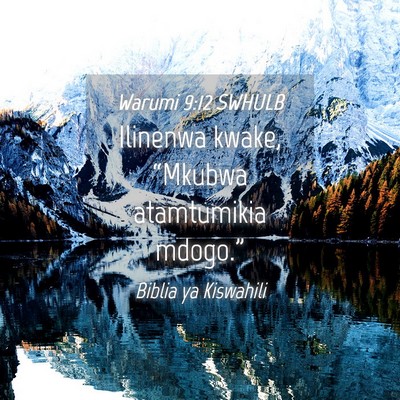 Picture 04 - Warumi 9:12 SWHULB - Ilinenwa kwake, “Mkubwa atamtumikia - Bible Verse Picture