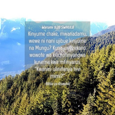 Picture 04 - Warumi 9:20 SWHULB - Kinyume chake, mwanadamu, wewe ni nani ujibue - Bible Verse Picture