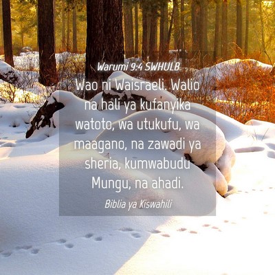 Picture 04 - Warumi 9:4 SWHULB - Wao ni Waisraeli. Walio na hali ya kufanyika - Bible Verse Picture