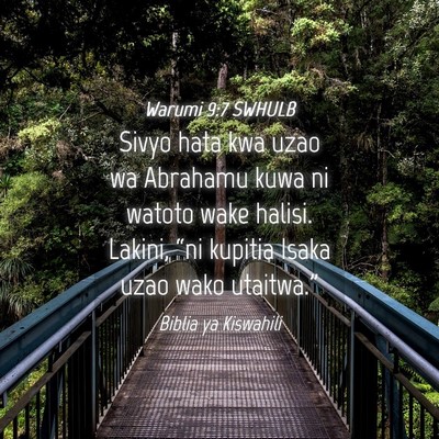Picture 04 - Warumi 9:7 SWHULB - Sivyo hata kwa uzao wa Abrahamu kuwa ni watoto - Bible Verse Picture