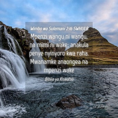 Picture 04 - Wimbo wa Sulemani 2:16 SWHULB - Mpenzi wangu ni wangu, na mimi ni wake; anakula - Bible Verse Picture