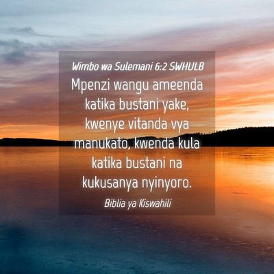 Picture 04 - Wimbo wa Sulemani 6:2 SWHULB - Mpenzi wangu ameenda katika bustani yake, kwenye - Bible Verse Picture