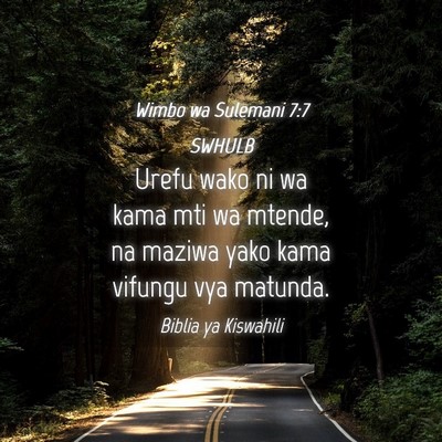 Picture 04 - Wimbo wa Sulemani 7:7 SWHULB - Urefu wako ni wa kama mti wa mtende, na maziwa - Bible Verse Picture