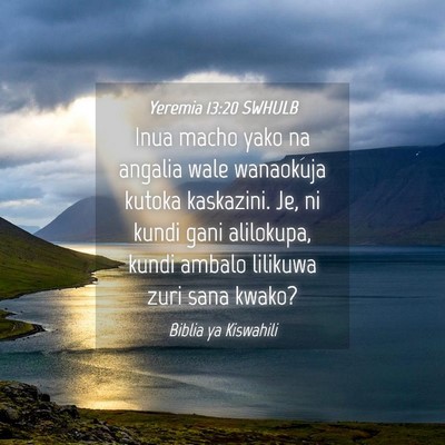 Picture 04 - Yeremia 13:20 SWHULB - Inua macho yako na angalia wale wanaokuja kutoka - Bible Verse Picture