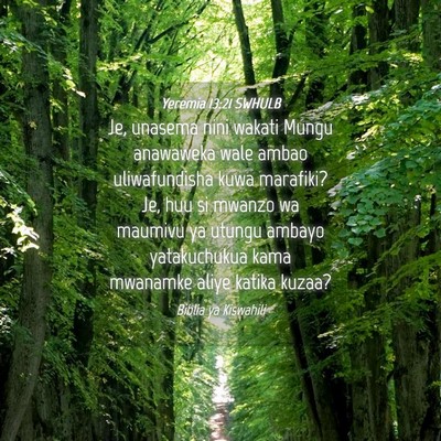 Picture 04 - Yeremia 13:21 SWHULB - Je, unasema nini wakati Mungu anawaweka wale - Bible Verse Picture