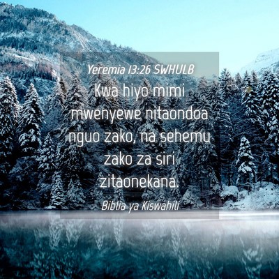 Picture 04 - Yeremia 13:26 SWHULB - Kwa hiyo mimi mwenyewe nitaondoa nguo zako, na - Bible Verse Picture