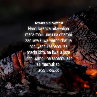 Picture 04 - Yeremia 16:18 SWHULB - Nami kwanza nitawalipa mara mbili uovu na dhambi - Bible Verse Picture