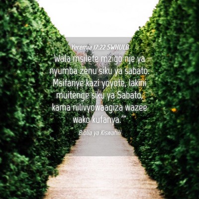 Picture 04 - Yeremia 17:22 SWHULB - Wala msilete mzigo nje ya nyumba zenu siku ya - Bible Verse Picture