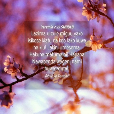 Picture 04 - Yeremia 2:25 SWHULB - Lazima uizuie miguu yako isikose kiatu na koo - Bible Verse Picture