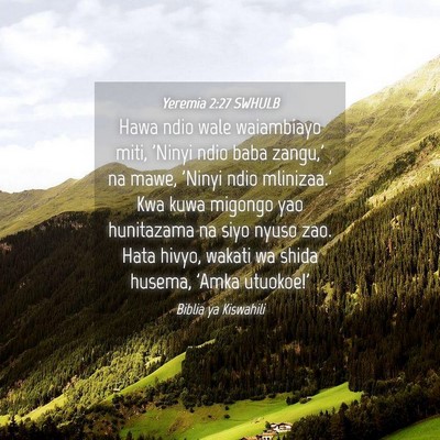 Picture 04 - Yeremia 2:27 SWHULB - Hawa ndio wale waiambiayo miti, 'Ninyi ndio baba - Bible Verse Picture