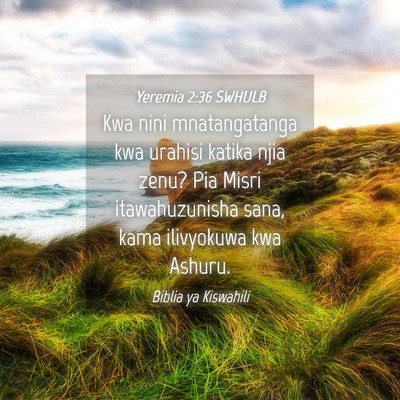 Picture 04 - Yeremia 2:36 SWHULB - Kwa nini mnatangatanga kwa urahisi katika njia - Bible Verse Picture