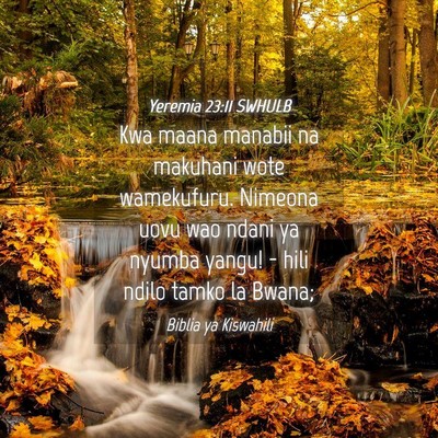 Picture 04 - Yeremia 23:11 SWHULB - Kwa maana manabii na makuhani wote wamekufuru. - Bible Verse Picture