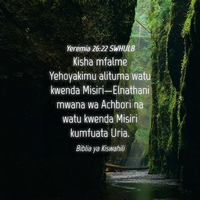 Picture 04 - Yeremia 26:22 SWHULB - Kisha mfalme Yehoyakimu alituma watu kwenda - Bible Verse Picture