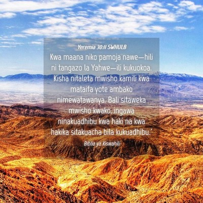 Picture 04 - Yeremia 30:11 SWHULB - Kwa maana niko pamoja nawe—hili ni tangazo la - Bible Verse Picture